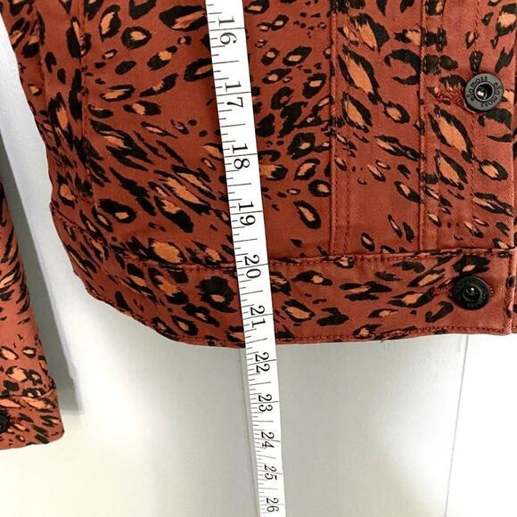 Ella Moss Lenna Brick Red Leopard Print Mobwife Fall Denim Jean Jacket L - Picture 4 of 7